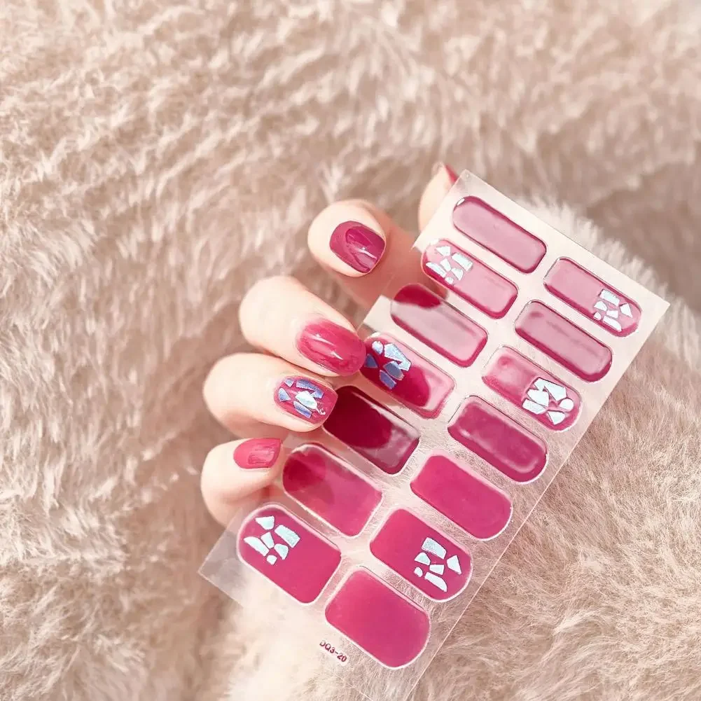 Heallor Semi Cured Gel Nails Art Stickers For Nail Art Diy Manicure Salon 3d Laser Hot Stamping Nail Art Stickers Japanese Color 5