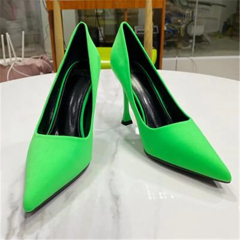 Pointed Toe Women Thin Heel Shoes 10cm Heels Pointed Toe Patent Leather Wedding Party Shoes Woman Big Size 48