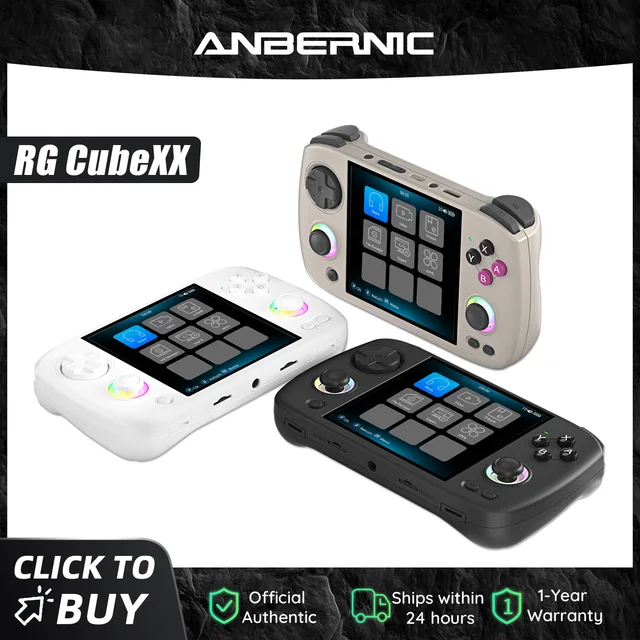 Console de jeu rétro portable Anbernic RG CubeXX, écran IPS de 3,95 pouces, système Linux 64 bits avec éclairage de joystick RGB, prise en charge HDMI 1