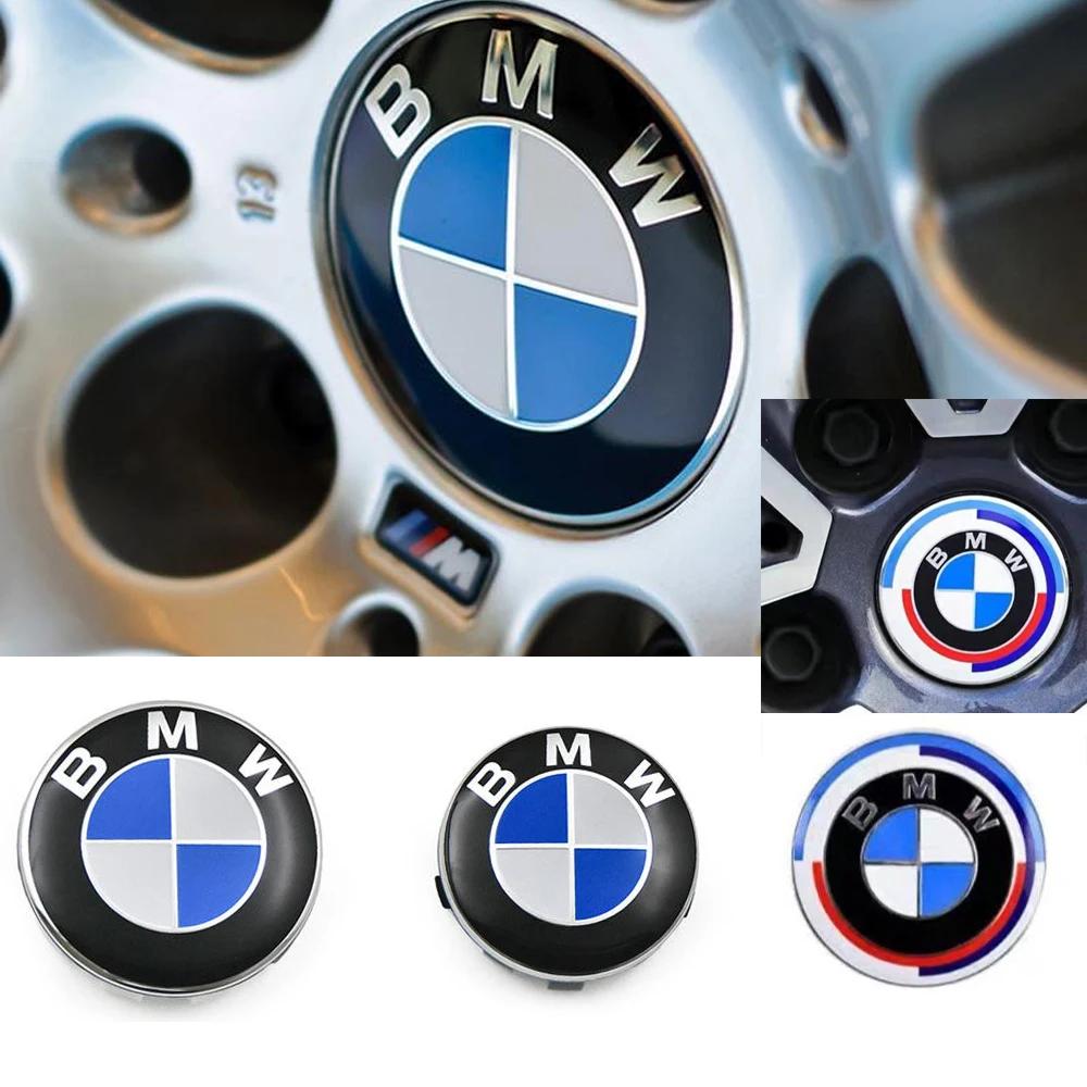 Wheel Hub Caps Wheel Hub Covers 4PCS BMW Wheel Center Caps 68mm 56mm Blue White Hubcap For BMW E46 E90 E30 F10 F30 X5 X3 E39 F25 E60 E91 E87 M Car Accessories