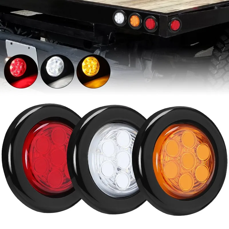 Luci Di Ingombro Laterali Rotonde Da 2 Pollici 12V Segnale Sul Tetto Della Cabina Lampada Freno A Incasso Ad Alto Montaggio Per Dump Trcuk Trailer Fuo