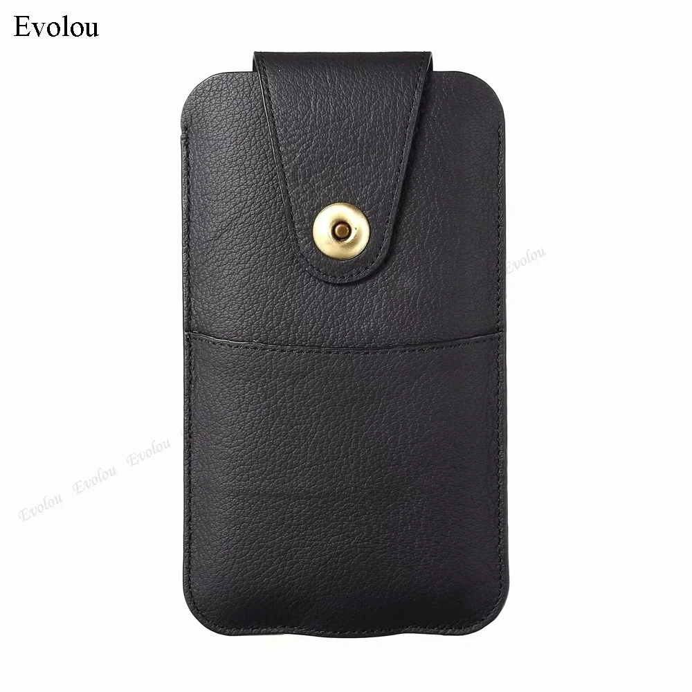 Premium Genuine Leather Phone Pouch with Belt Clip and Flip Cover