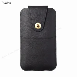 Premium Genuine Leather Phone Pouch with Belt Clip and Flip Cover - iPhone 11 Pro (Black)