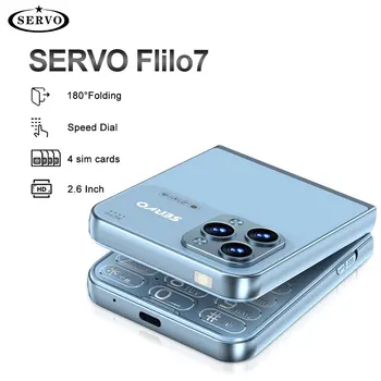 SERVO Flilo7 4 SIM 플립 휴대폰, 2G GSM 통화 녹음 속도 다이얼, FM 매직 보이스 토치, C타입 충전, 180 ° 접이식 핸드폰, 신제품