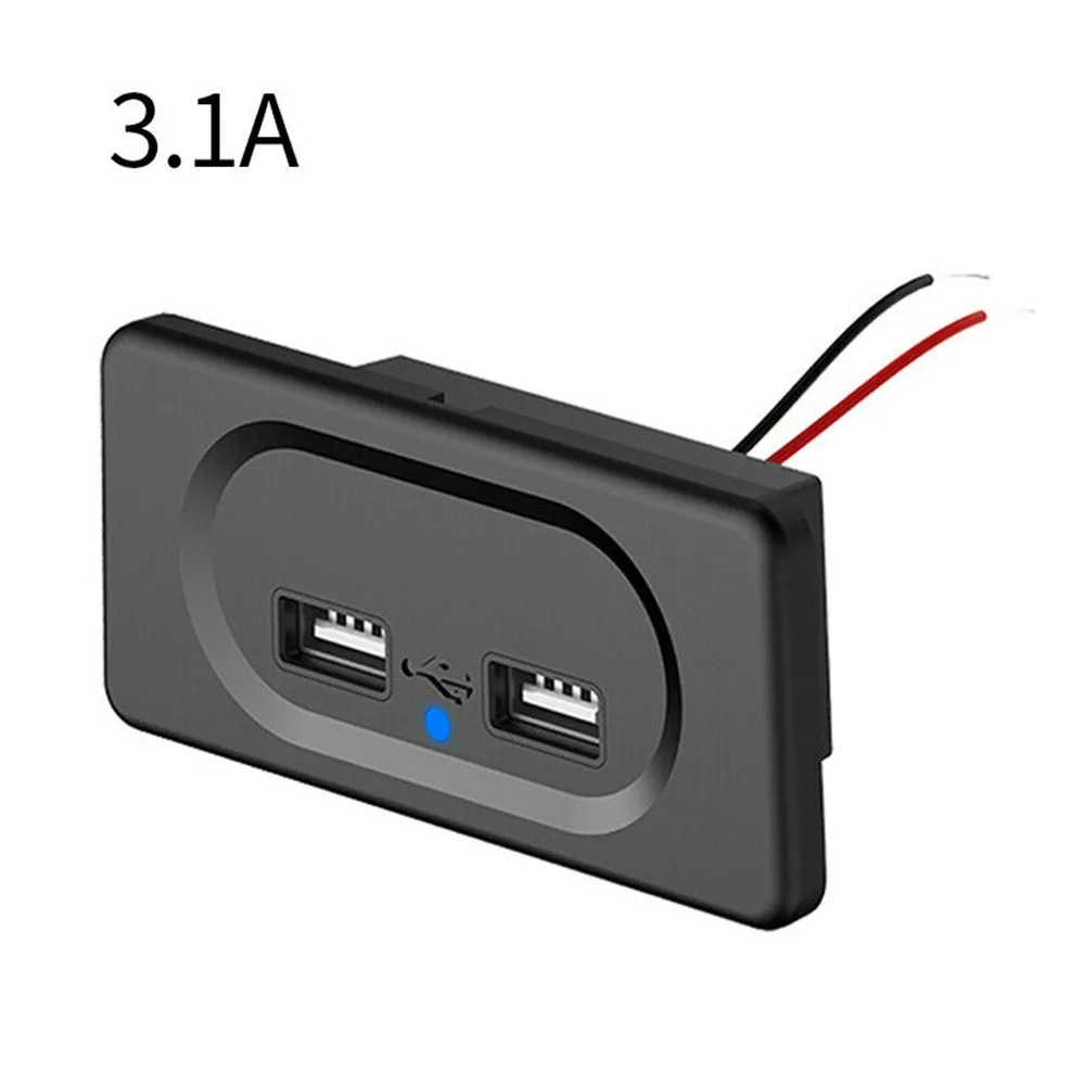 Car Charger Outlet Dual USB Output Ports Power Sockets 3.1A Charging Spare Parts Accessories For Camper Van RV Caravan Motorhome camper modification charging dc5v 3 1a 12v dual usb ports charge socket accessories for rv motorhome camping caravan bus marine