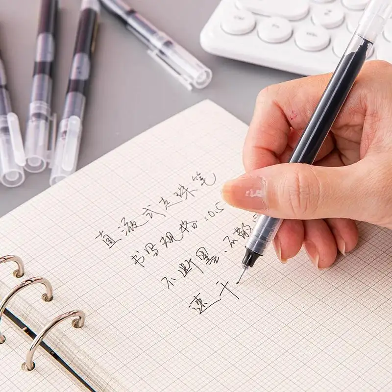 10pcs 0.5mm Needle Type Gel Ink Pens Straight Liquid Ballpoint Pen Color Stationery School Office Writing Supplies