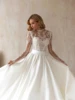 Beautiful Wedding Dresses With Detachable Train O-Neck Long Sleeves Bridal Gowns Lace Appliques Vestidos De Novia Customized 1