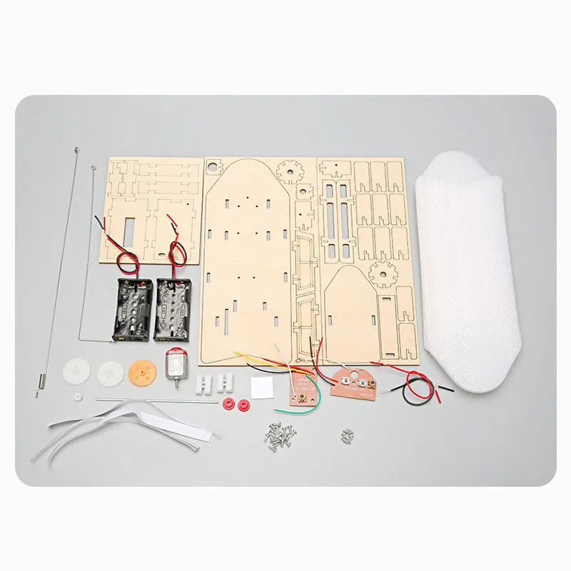 DIY Remote Control Boat Toys Wooden RC Boat Electronic Kids Handmade Building Educational Experimental Model Kit Puzzle 4