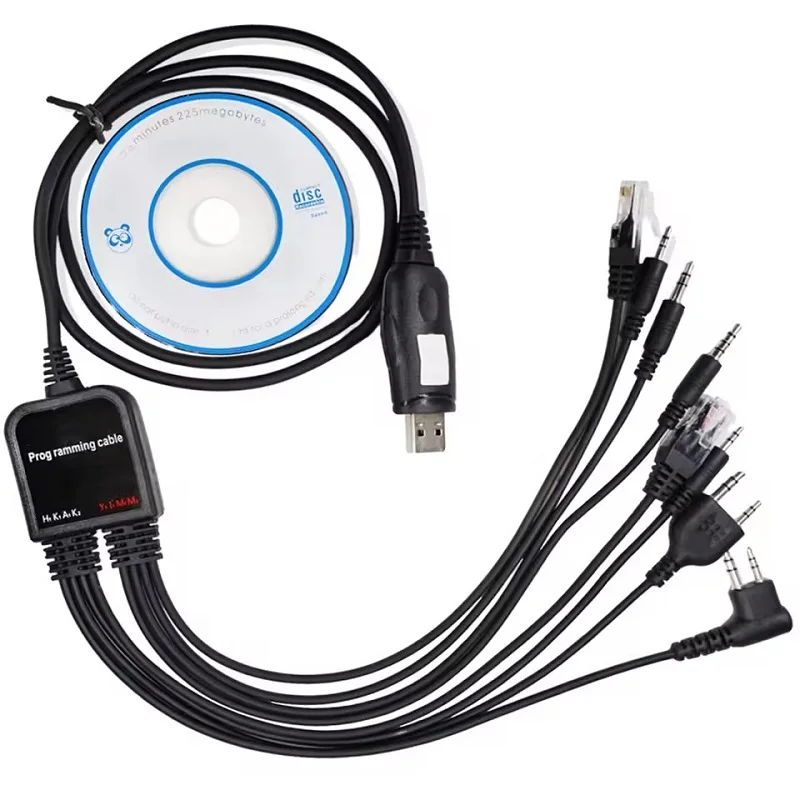 8 In 1 USB Programming Cable For Baofeng Kenwood TYT QYT Motorola AXU4100 Yaesu ICOM Walkie Talkie Radio Car Radio CD Software programming cable