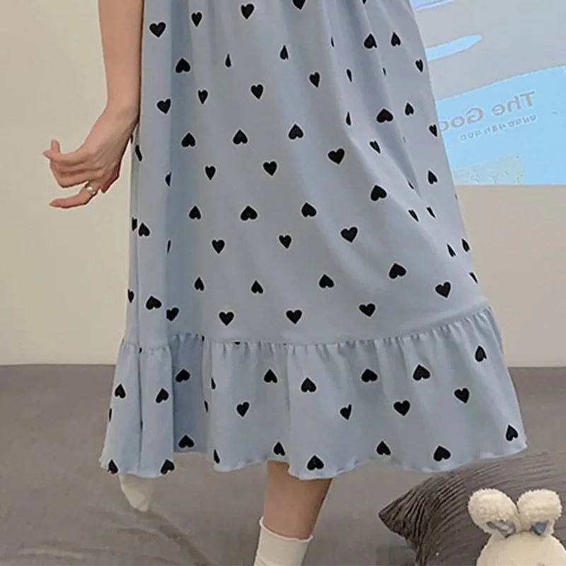 2024 New Fashion Girls Sweet Nightgowns Women's Summer Elegant Short-sleeved Pajamas Lady Casual Sleepshirts Kawaii Nightdress