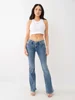 Retro Buddha Logo Label Embroidered Blue Baggy Jeans Woman Gothic Jeans Wide Leg Trousers American Y2k Harajuku Streetwear 3