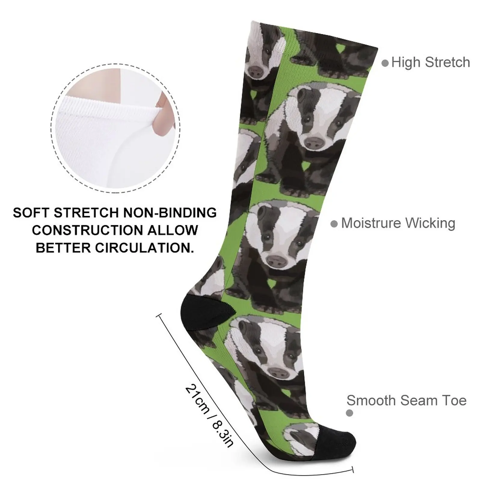 Green Badger by www.BeeFoxTree.com Socks cool socks Funny socks man Men cycling socks Socks for men set