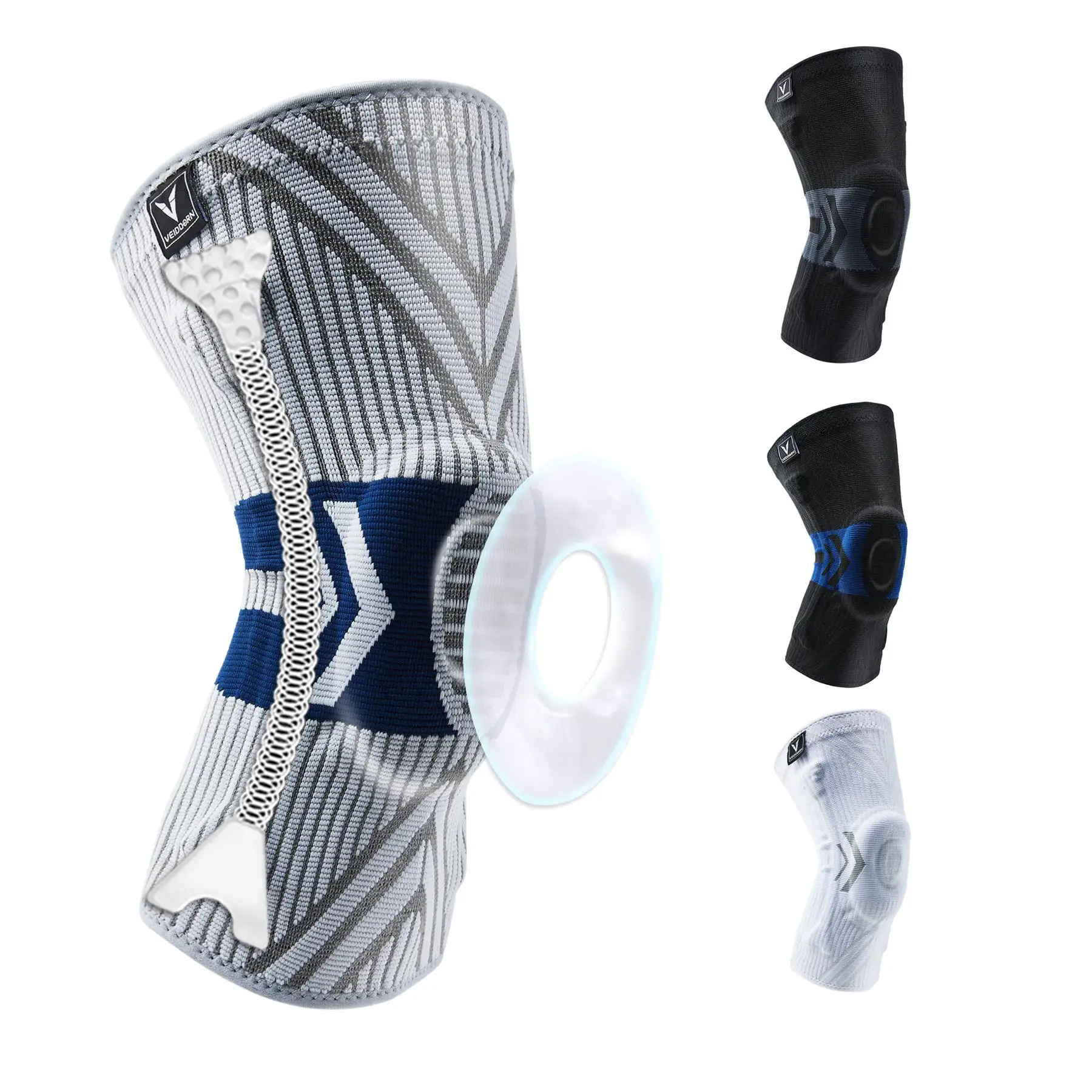 2023 Latest Knee Support for Men Pressurized Elastic Knee Brace with Silicone Spring Basketball  Volleyball Knee Pads