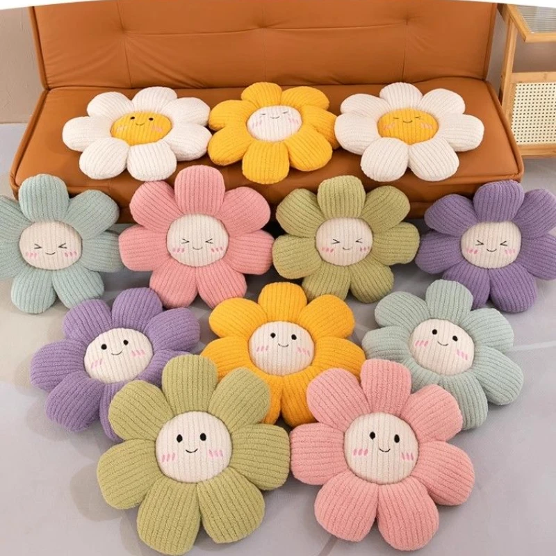 Korean Flower Throw Pillows Sun Smiling Face Cushion Sofa Car Sit Bedside Backrest Decorative Lovely Floor Seat Mat Office Chair 6