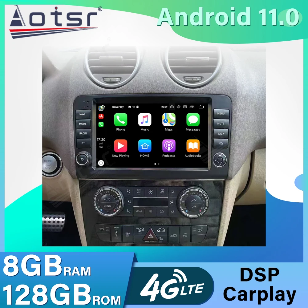 

Автомагнитола с GPS-навигацией для Mercedes Benz ML GL 2006 - 2012 8 + 128G Android 11 мультимедийный плеер Авто Стерео экран DSP Carplay