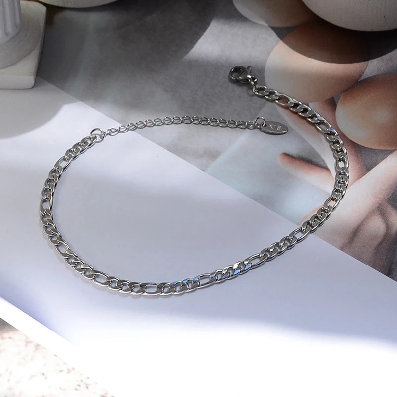 European and American ins style figaro chain titanium steel plated 18K gold anklet women's summer popular chain footwear