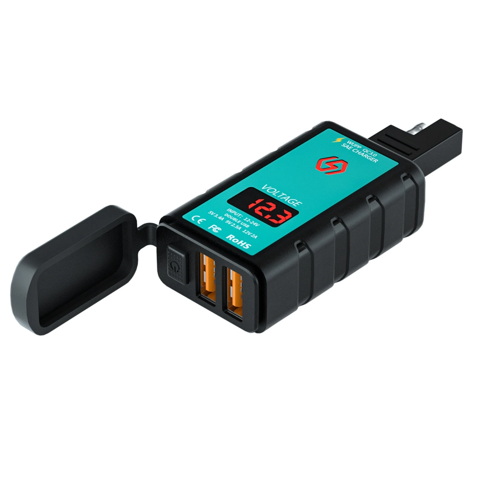 

Зарядное устройство 12-24 В для мотоцикла с двумя USB-портами 3,4/А, внешнее USB-устройство с зеркальной фотографией, без разъема, быстрое зарядное устройство