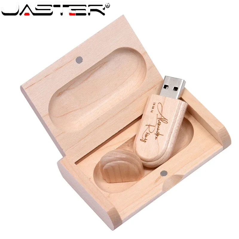 JASTER Flash Drive Free Maple Exquisite USB With Cassette Pen Drive 64GB Flash USB 2.0 Wedding photography Gifts