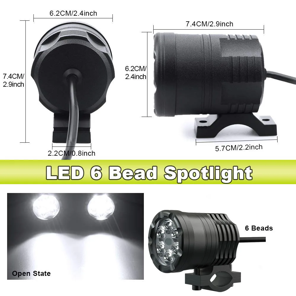 motorcycle led lights 60W Motorcycle LED Headlight Spotlight Universal Moto Spotlight Additional LED Auxiliary Faro Moto Assemblie Lamp