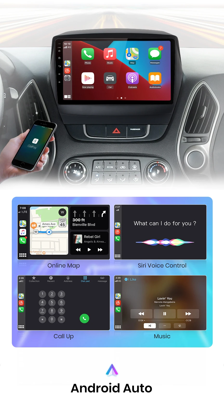 Junsun V1 AI Stimme Drahtlose CarPlay Android Auto Radio für Hyundai ix35 1 2 Tucson 2 LM 2009-2015 4G Auto Multimedia GPS 2din – Detail 14