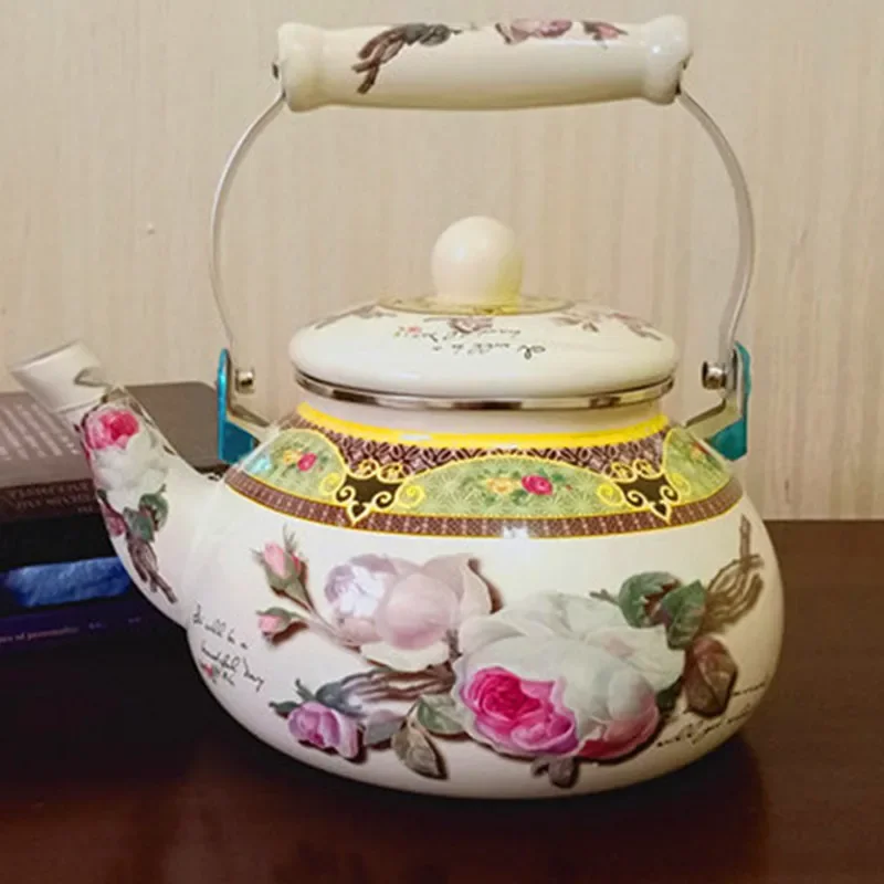2.5L Thickened Enamel Teapot Household Kitchen Enamel Kettle Kettle Boiler Gas Induction Cooker Available