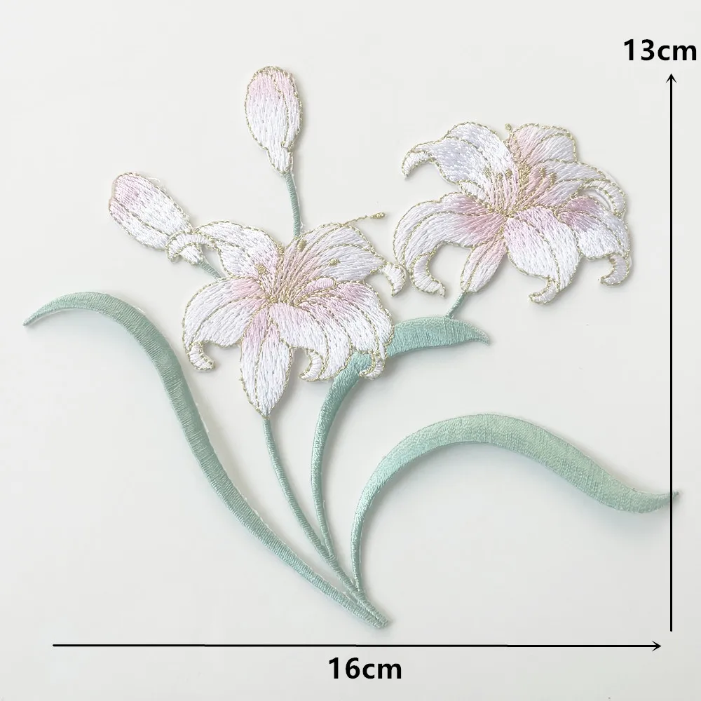 자수 꽃 아플리케 패브릭 칼라 웨딩 드레스 청바지 DIY 의류 장식 공예용 아이언 온 패치