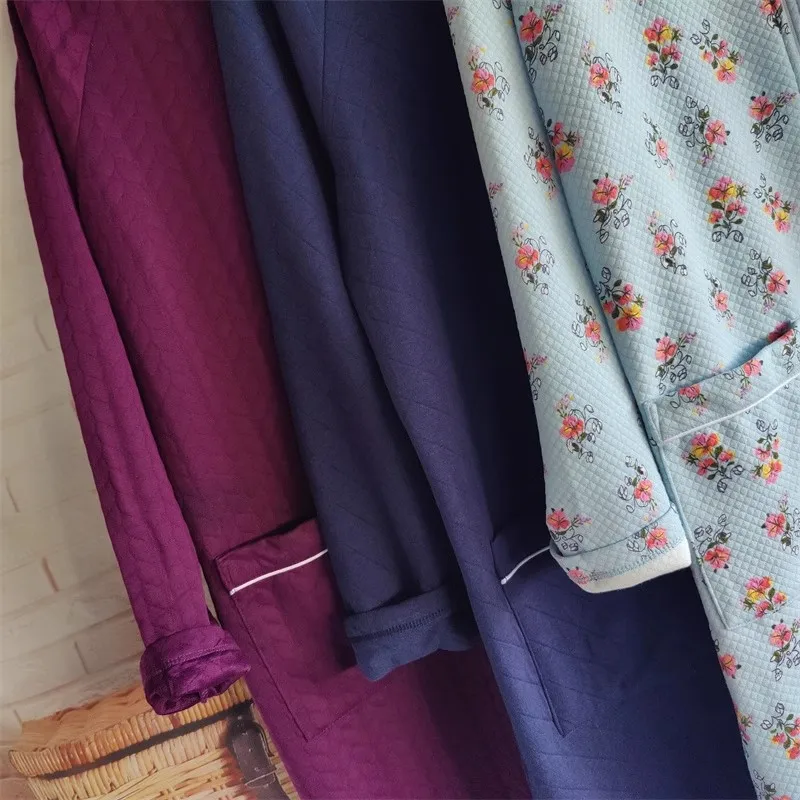 Ladies Nightdress Zippered Air Layer Pajamas Robe Autumn Winter Dresses Sleep Robes Female