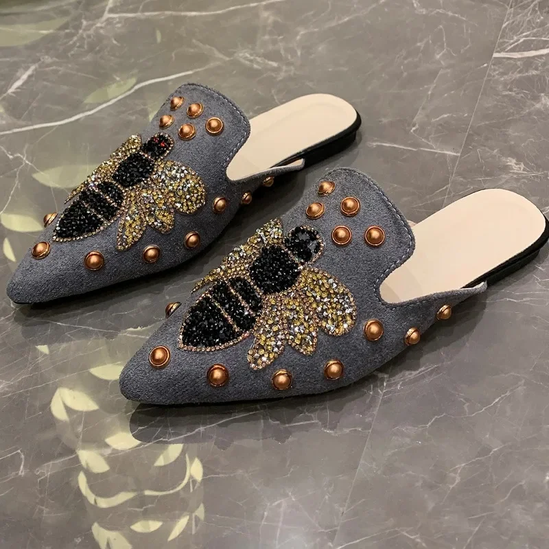 Solid Color Women's Summer Sexy Pointed Toe Mules Outdoor Casual Party Dress Slippers slippers sandals women slippers solid color sandals