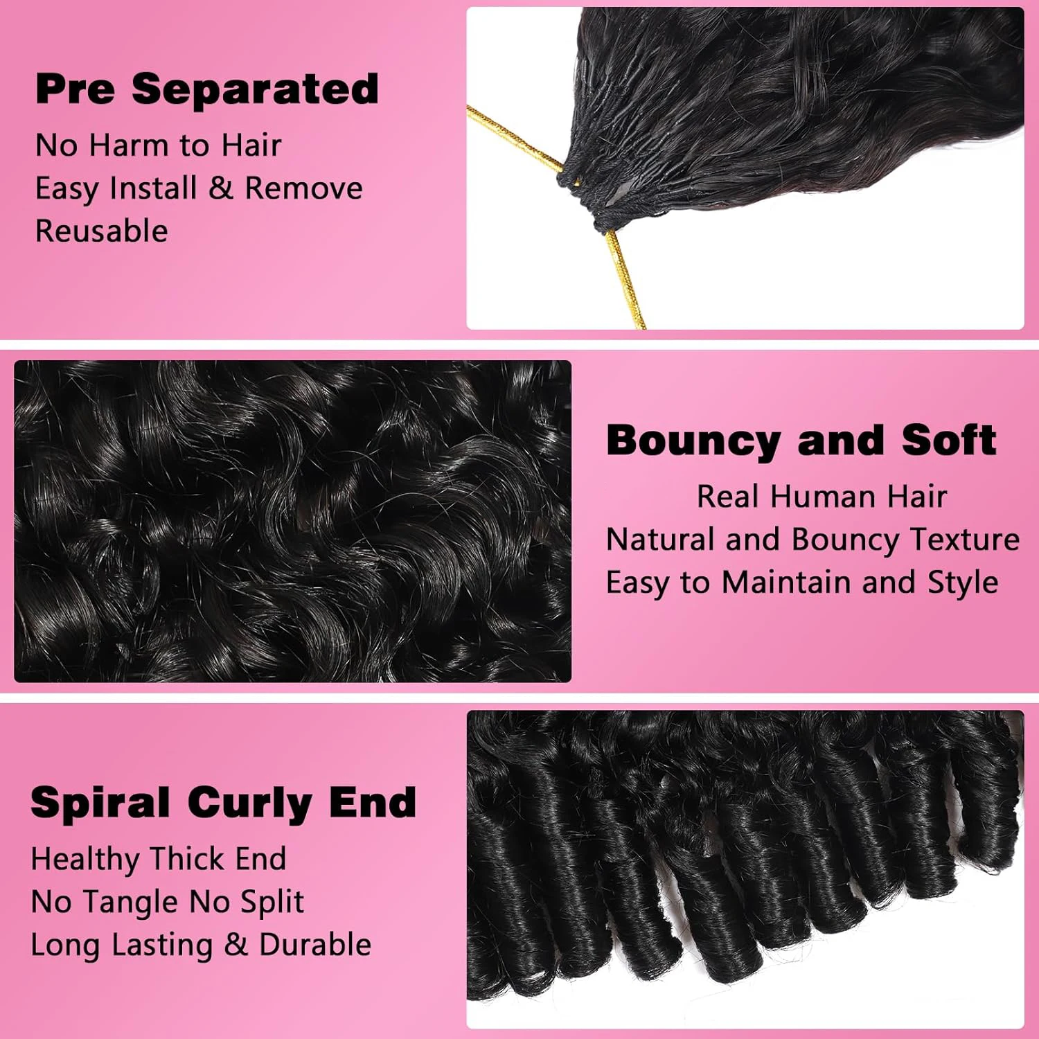 Burmese Curly Crochet Human Hair Pre Looped Deep Wave Human Hair Crochet Miracle Knots Feathered Human Crochet Hair Extensions 2