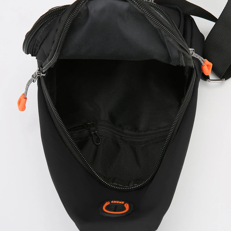 Men's large capacity chest bag with headphone jack, adjustable shoulder strap, hands-free, suitable for gym and travel - outdoor