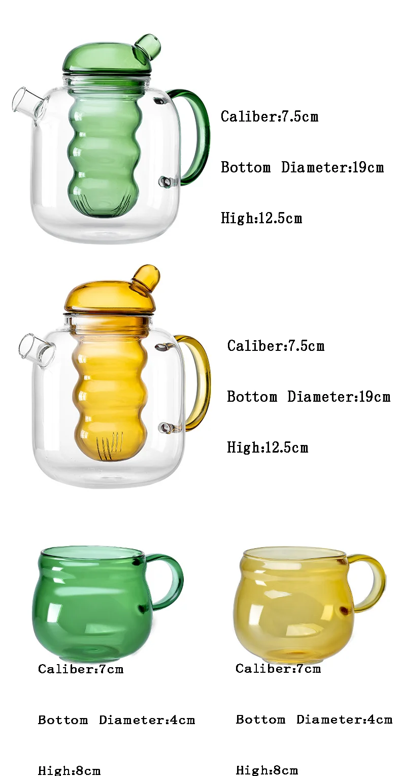 Description Picture 2 of itemJapanese Stained High Borosilicate Glass Tea Pot and Cup Set Can Fire Heating Kettle Big Capacity Filter Teapots Kung Fu Teaware
