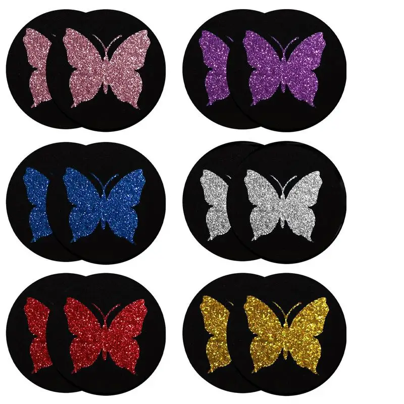 

Automobile Butterfly Cup Holder Coasters Non Slip Car Water Cup Pad Car Decoration Ease Of Cleaning Bling Automotive Cup Holder