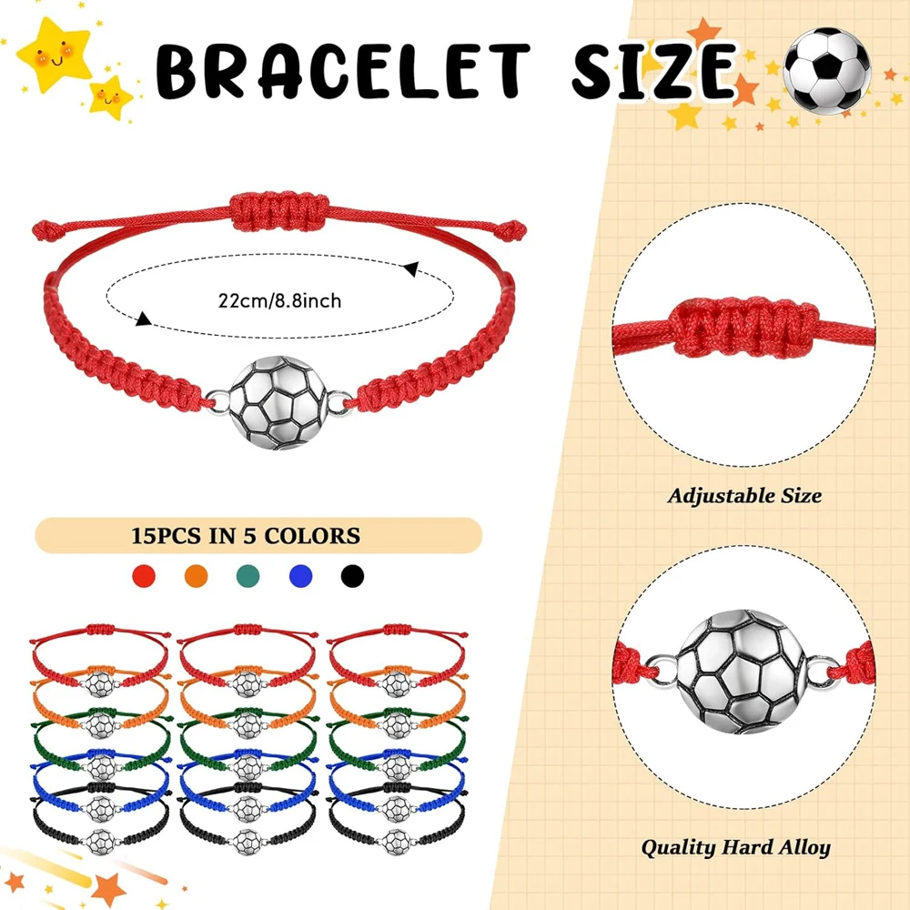 Sports Themed Party Gift Set Football Themed Adjustable Bracelet Ballpoint Pen for Children and Youth Team Members 30
