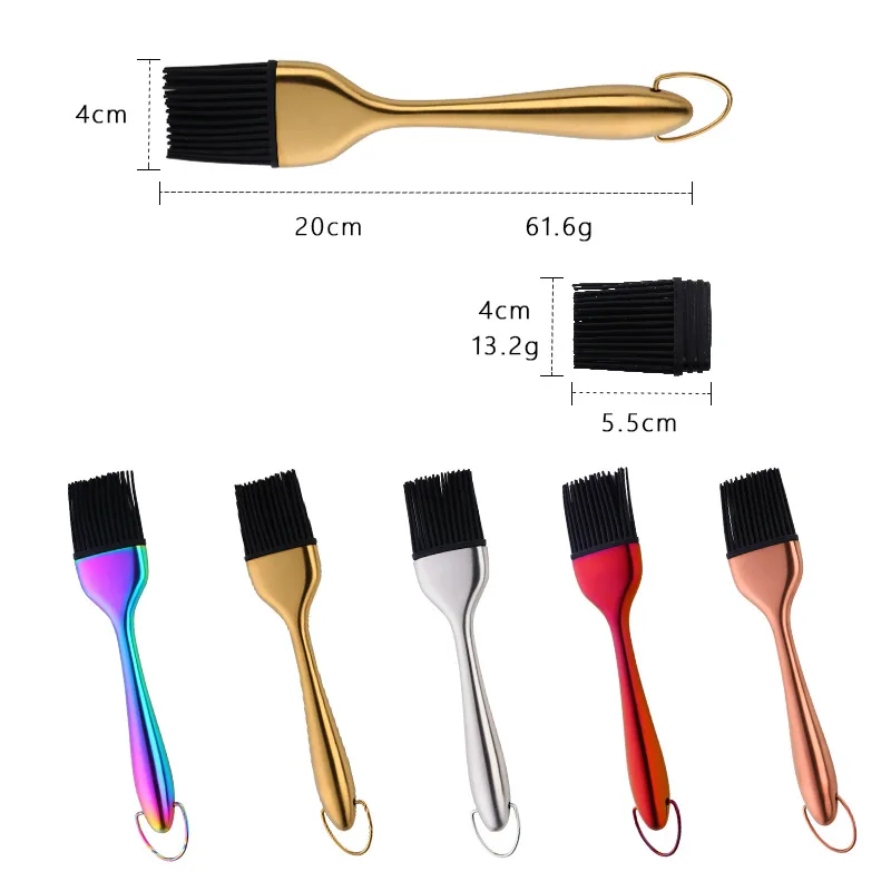 Oil Brushes Stainless Steel Silicone BBQ Grill Oil Sauce Brush Kitchen Removable and Hanging Baking Cooking Brushes BBQ Tools oil brush silicone basting brush oil bottle brush