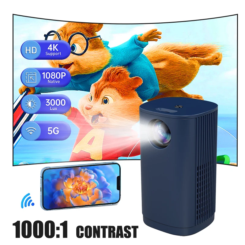 T1 Mini Projector 480*360 Support 1080P 1000:1 Contrast USB For Phone Smartphone Home Theater Kids Gift