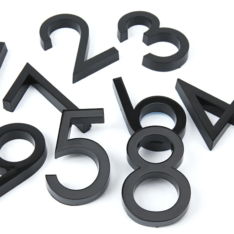 House Number Signs 60mm 1pc Self Adhesive 3D Plastic for Exterior