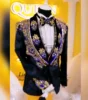 Luxury Two-tone diamond design Men Suits Shawl Lapel Groom Tuxedos 3Pieces Wedding Prom Blazers Customized trajes para hombre 1
