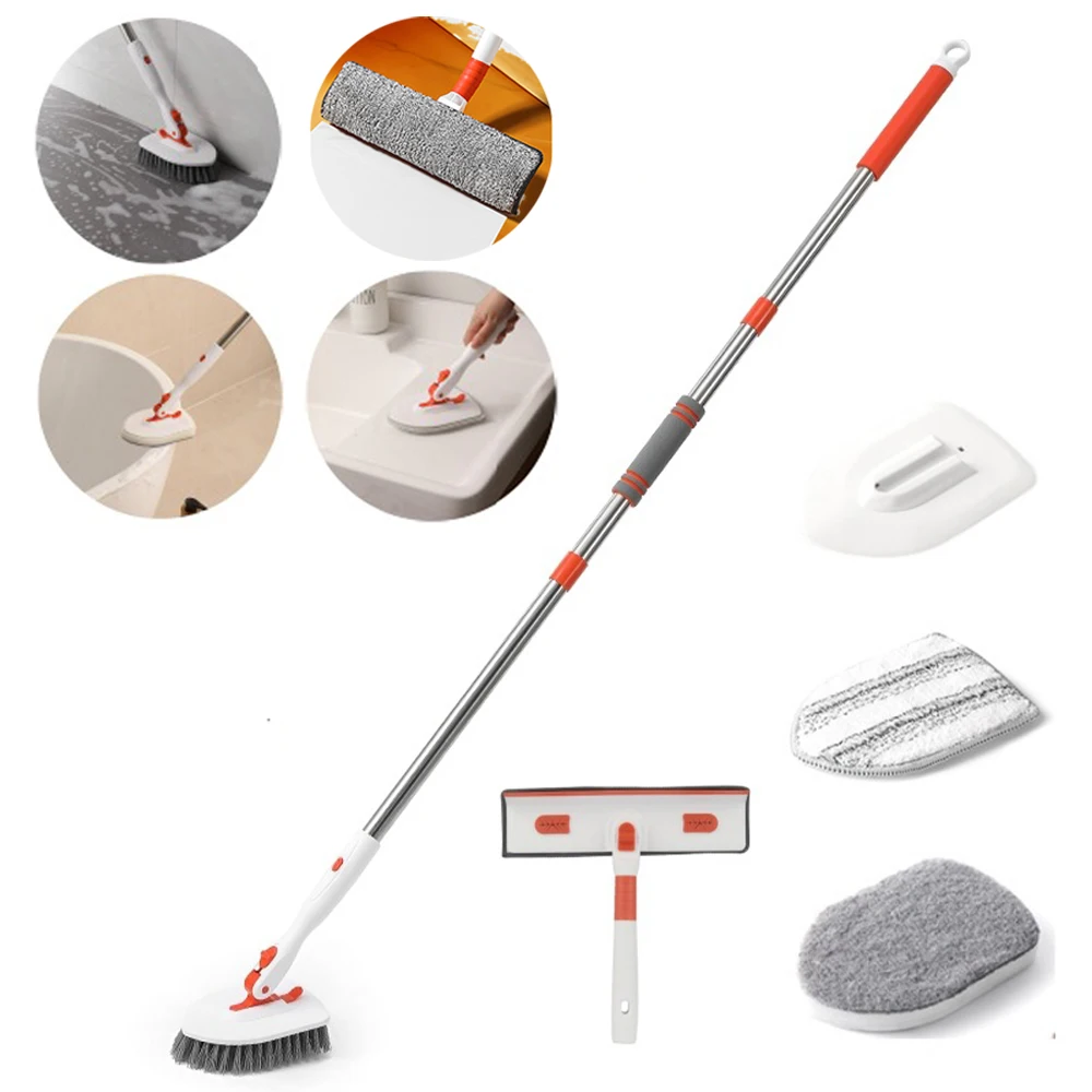 Household Cleaning Brush Floor Scrub Bathroom Cleaning Tools Silicone  Scraper Toilet Brush Rotary Brush for Cleaning Tile Tools