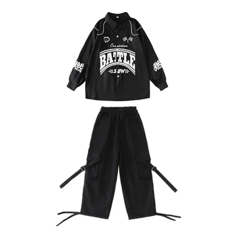 힙합 소녀 멋진 셔츠 느슨한 청바지 소년 재즈 자켓 카고 바지 어린이 streetwear 의상 어린이 거리 댄스 의류 세트