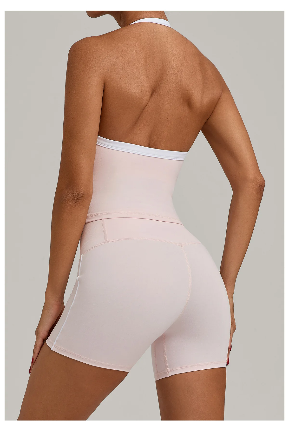 Fashion Patchwork Skinny Shorts Set Gym Women Workout Clothing Summer Sleeveless Backless Fitness Sport Suit Women Sportwear Red