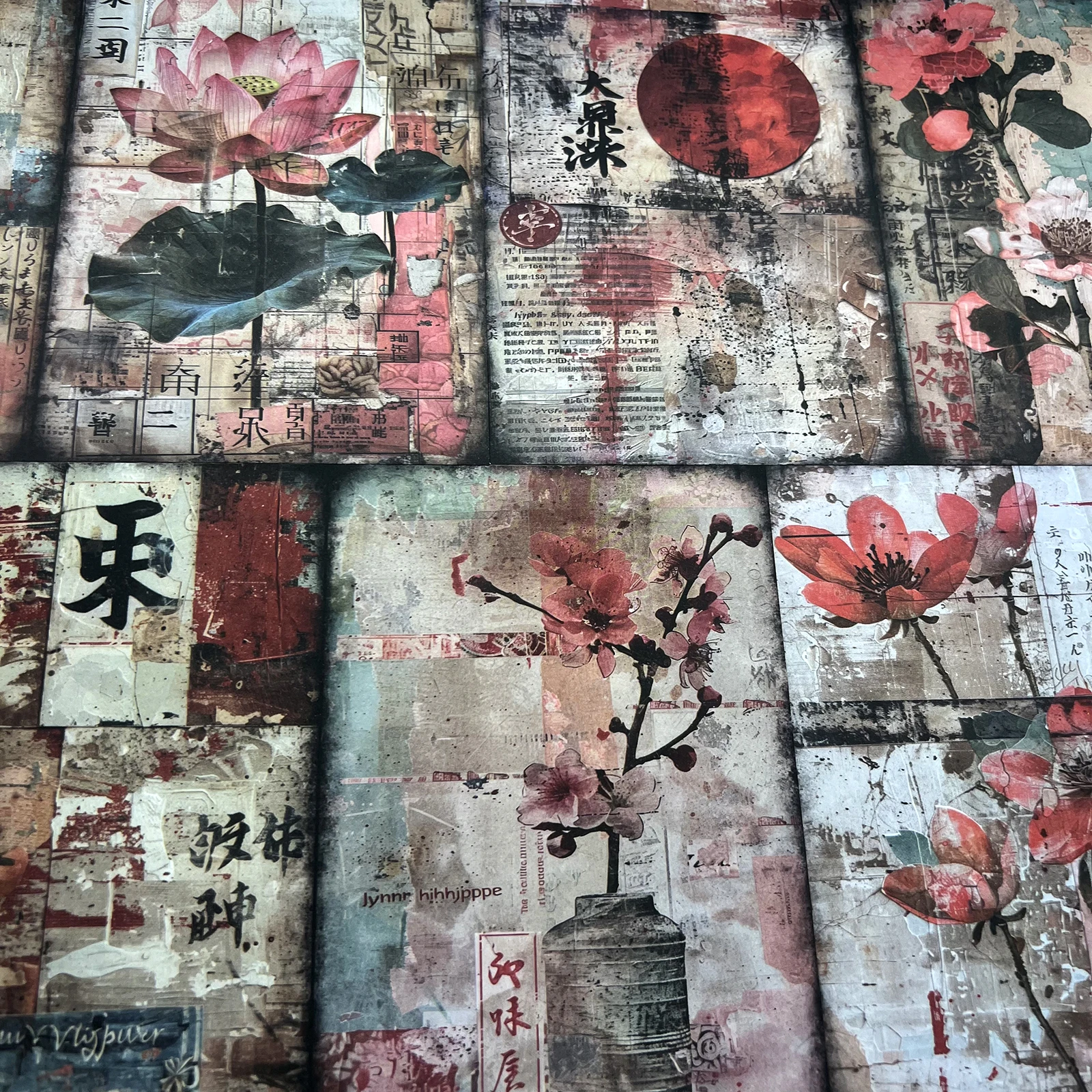 Viguscraft A5 Size Vintage Day Series Old Newspaper Lotus Woman Junk Diary Magazine Scrapbooking 10Sheets