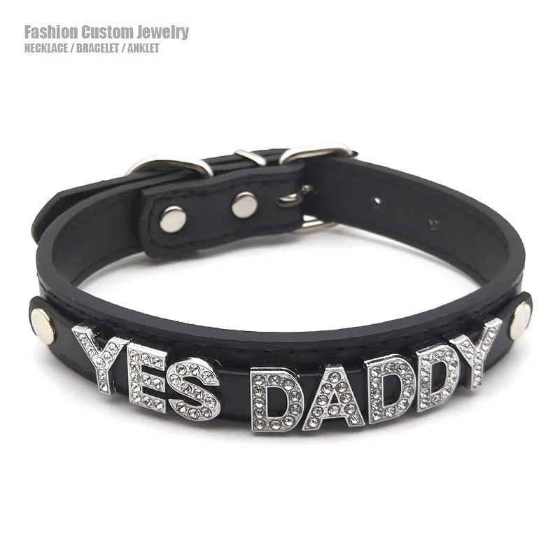 

Sexy Goth Letters YES DADDY Collars Choker Necklace Women Men Adult BDSM Cosplay Personalized Customized Chocker Jewelry Gift