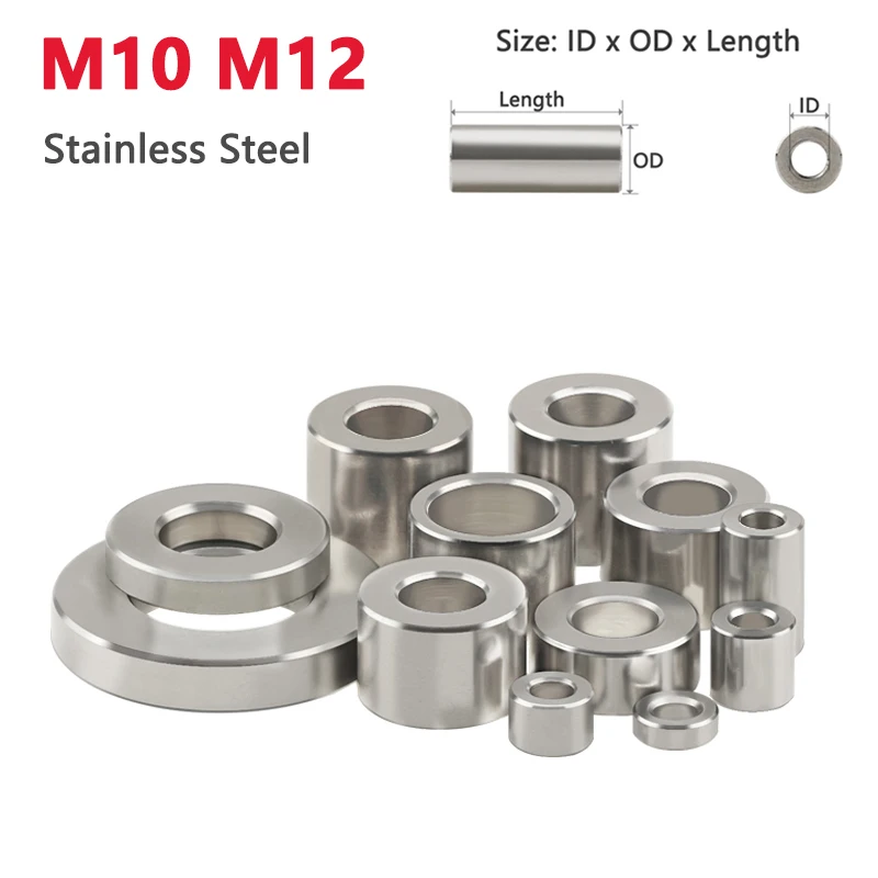 

M10 M12 Stainless Steel Unthreaded Bushing Washer Round Hollow Standoff Spacer Gasket Sleeve Length 1 2 3 4 5 6 8 10 12 16 20mm