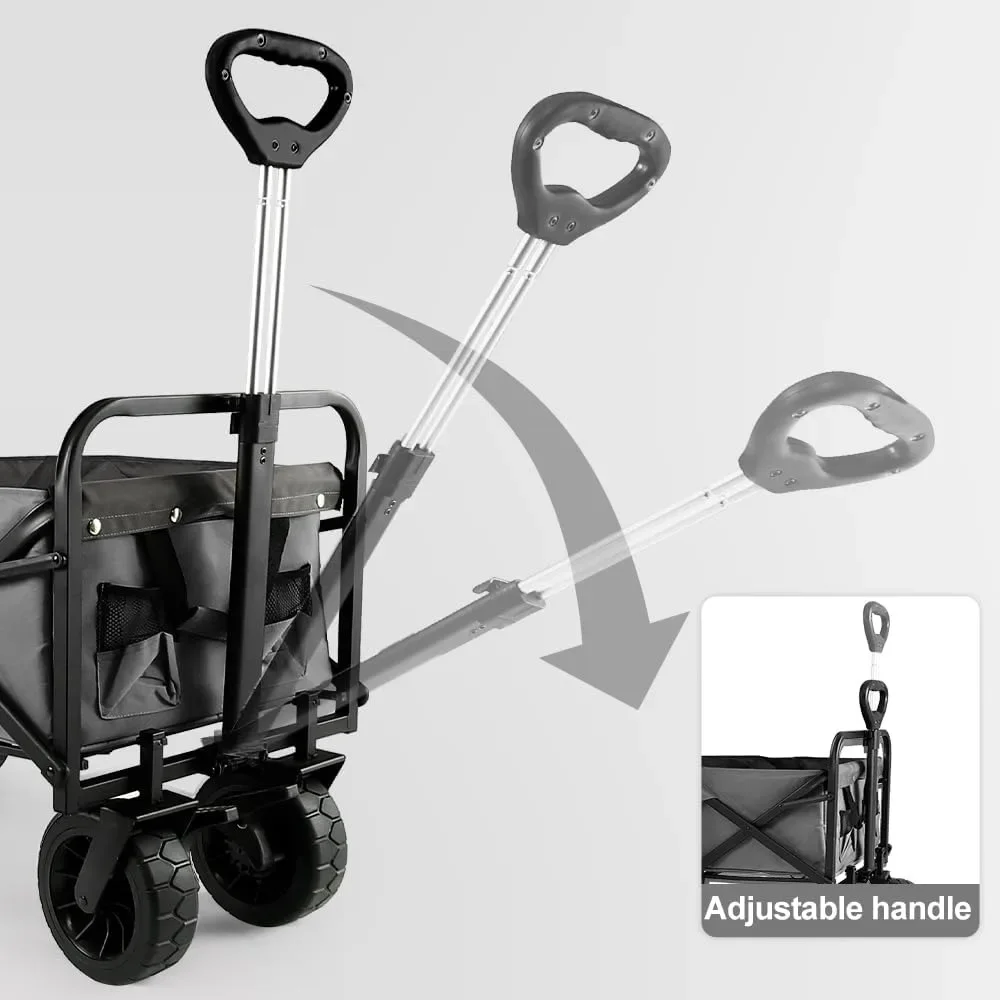 Collapsible Folding Garden Outdoor Park Utility Wagon Picnic Camping Cart with Bearing and Brake 8" All Terrain Wheels