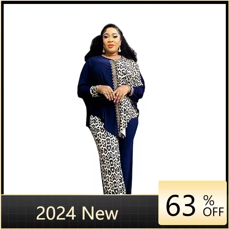 Women Two Pieces Sets Fashion Leopard Pattern Long Sleeve Loose Tops And Pants Suits Lady Casual Print Blouses Trousers Outfits