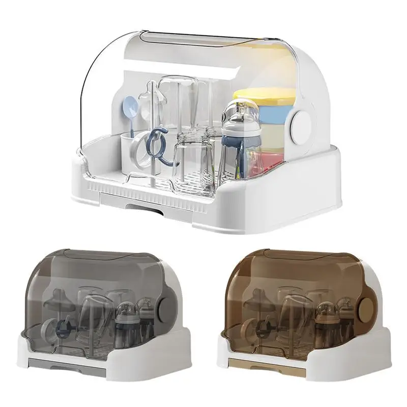 Baby Bottle Drying Rack With Removable Drip Tray Dustproof Bottle Storage Dust-proof Portable Baby Storage Box With Lid bottle drying rack baby bottle drying rack feeding bottle drying rack