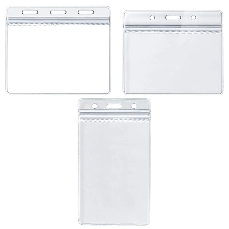 Badge Holder Work Card Cover Sleeve Transparent Vinyl ID Tag Pass Card Bag Protective Case 10Pcs/lot