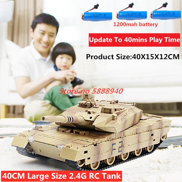Type 10 40Mins RC Heavy Tank M1A2 T 34 40CM Large Camouflage RC Tank Independent Suspended Track Tiger Tank RC Toy For Boy Gifts 1