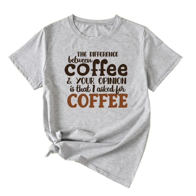 

THE DIFFERENCE Between Simple Fun Letters Women's T-shirt Loose Fashion Unisex Short-sleeved Tops