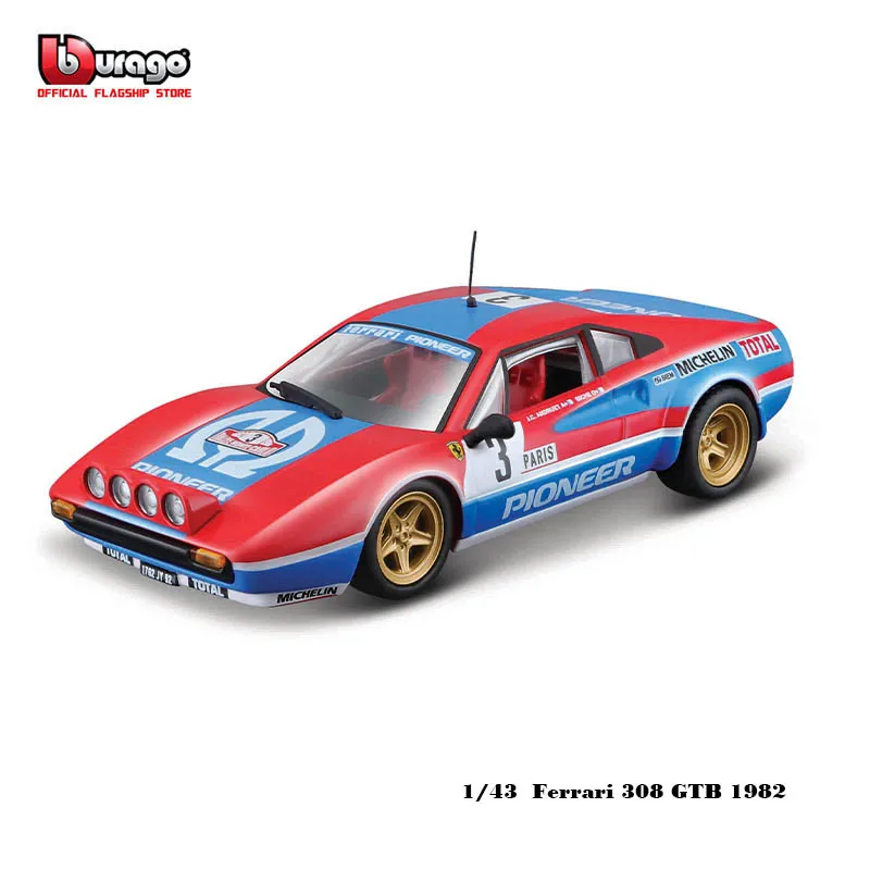 Модель гоночного автомобиля Bburago Ferrari 308 GTB 1982 Classic 24 часа Роскошная из литого под